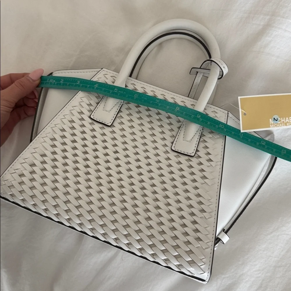 Michael Kors White Woven Satchel